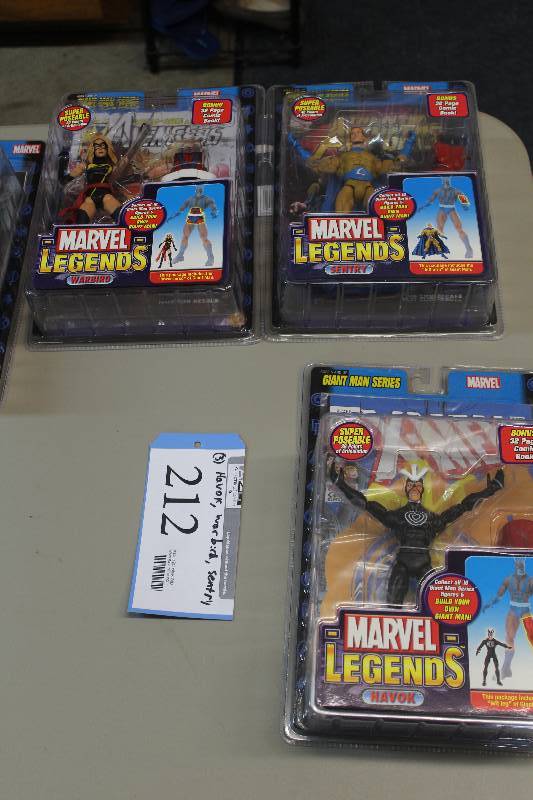 lot 212 image: Lot of (3) Marvel Legends Giant Man Series Action Figures Including 1) Havok AND 1) Sentry AND 1) Warbird