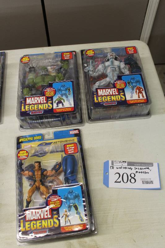 lot 208 image: Lot of (3) Marvel Legends Apocalypse Series Action Figures Including 1) Maestro AND 1) Sasquatch AND 1) Wolverine