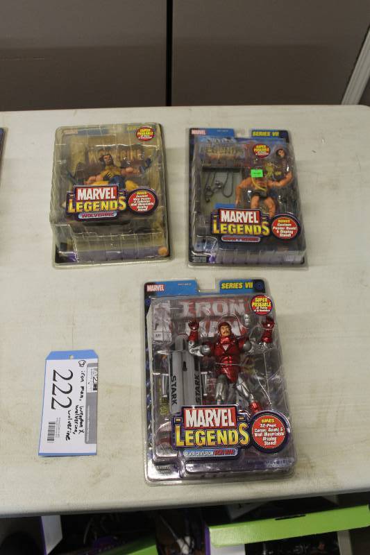 lot 222 image: Lot of (3) Marvel Legends Action Figures Including 1) Silver Centurion Iron Man AND 1) Series III Wolverine AND 1) Series VII Weapon X Wolverine