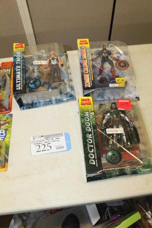 lot 225 image: Lot of (3) Marvel Select Action Figures Including 1) Dr. Doom AND 1) Zombie Colonel America AND 1) Ultimate Thor