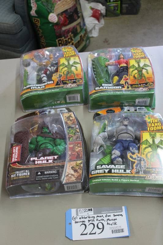 lot 229 image: Lot of (4) Marvel Legends Hulk Action Figures Including 1) Doc Samson AND 1) Planet Hulk AND 1) Savage Grey Hulk AND 1) Absorbing Man