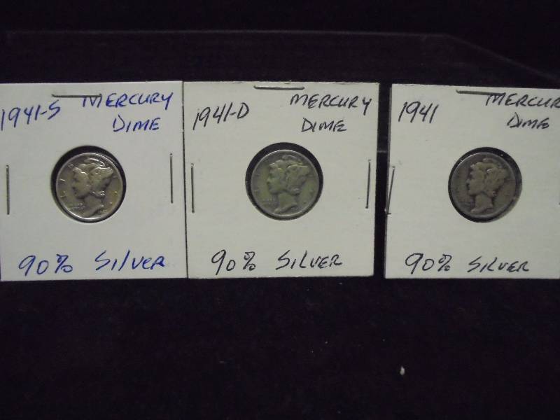 1941 P,D,S Mercury Dimes