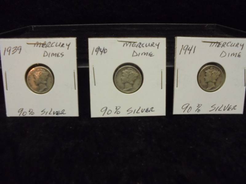 1939, 1940, 1941 Mercury Dimes
