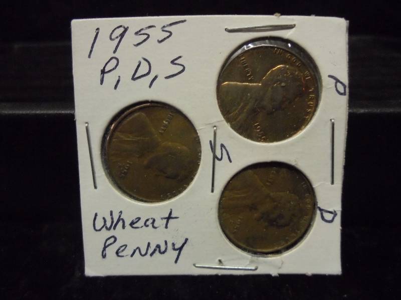 1955 P,D,S Lincoln Wheat Pennies