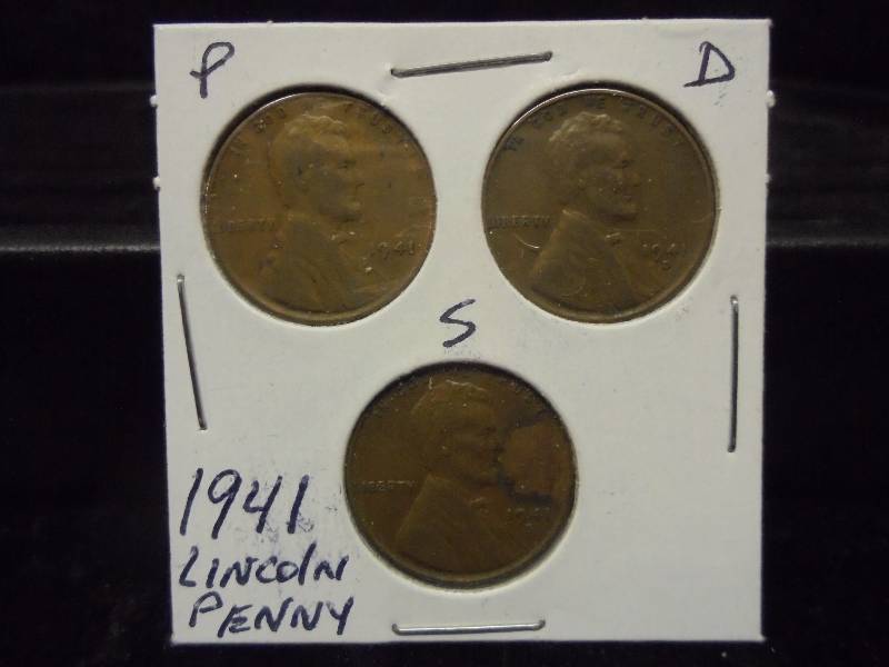 1941 P,D,S Lincoln Wheat Pennies