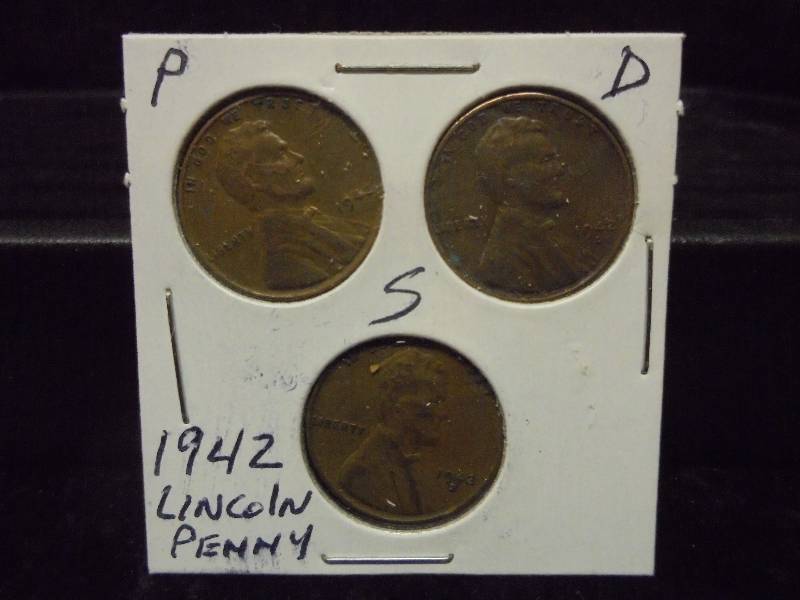 1942 P,D,S Lincoln Wheat Pennies
