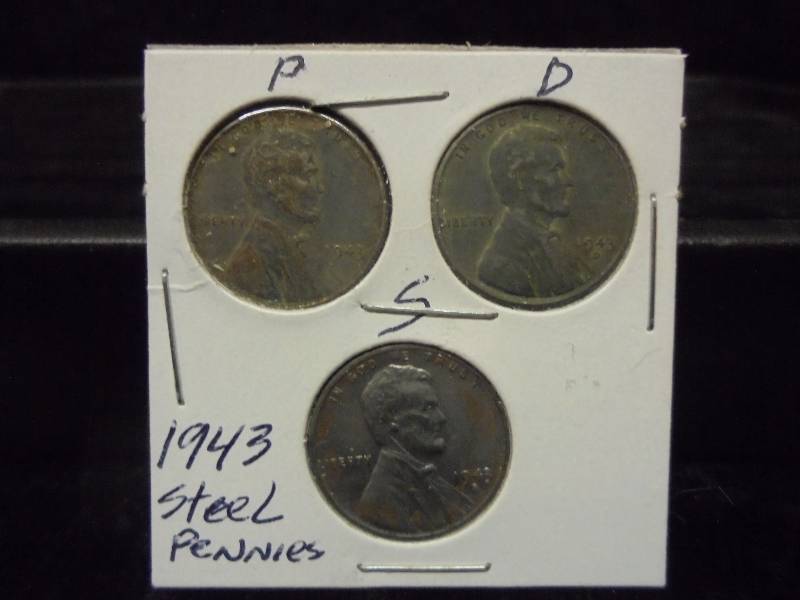 1943 P,D,S Steel Pennies