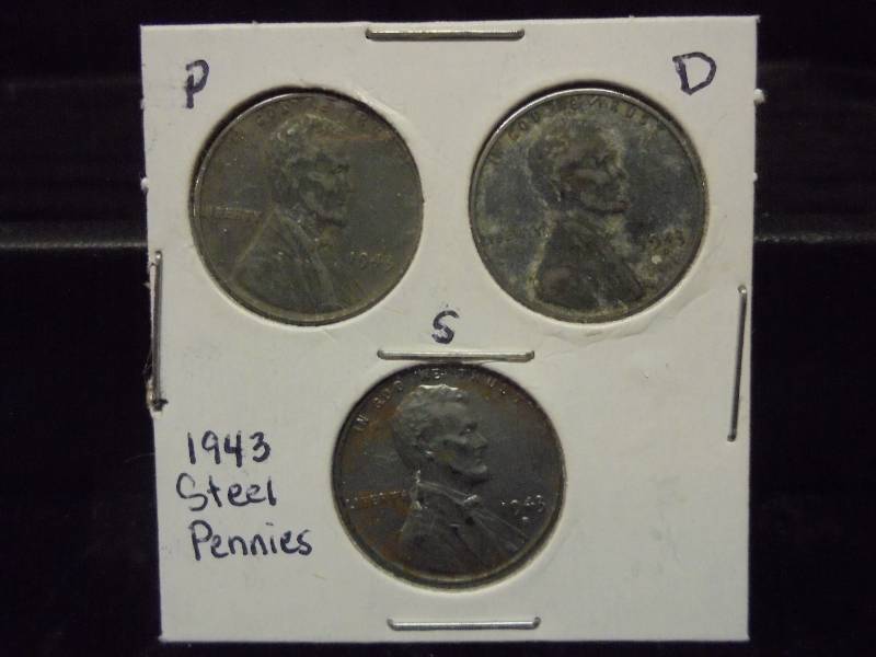 1943 P,D,S Steel Pennies