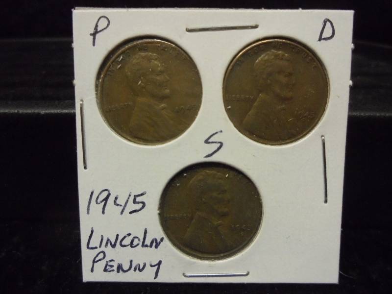 1945 P,D,S Lincoln Wheat Pennies