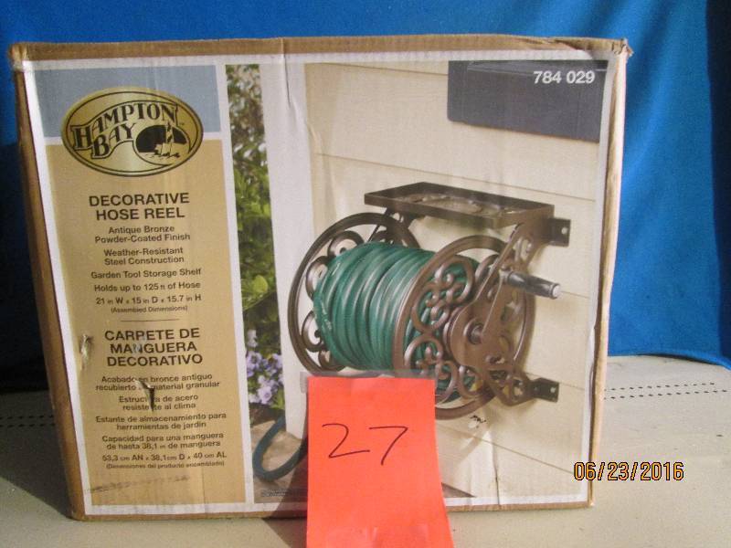Bronze Decorative hose Reel holds 125ft of hose
