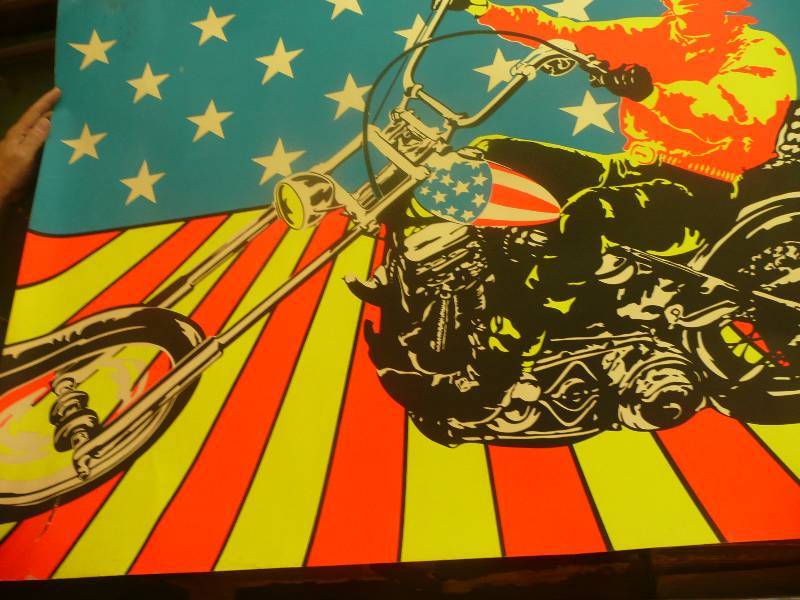 lot 183 image: Vintage Easy Rider Black Light Poster - Amazing