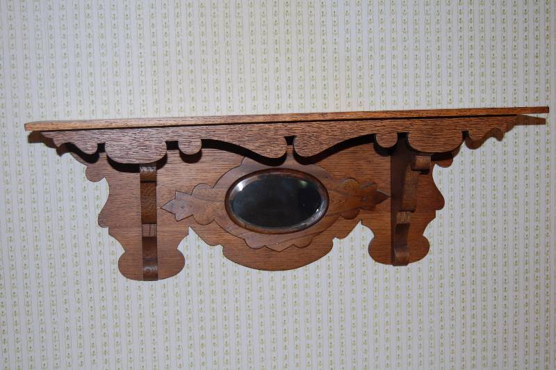lot 2 image: Antique Walnut Shelf with Mirror