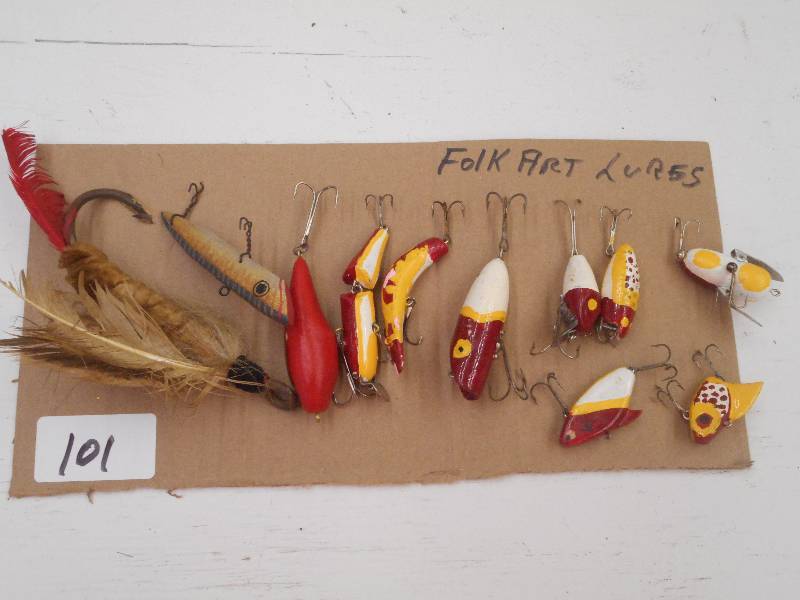 lot 101 image: Lot Of (11) Folk-Art Fishing Lures ...