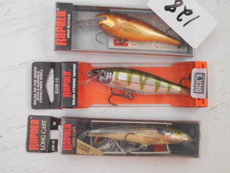 lot 128 image: (3) Unused Rapala Fishing Lures ...