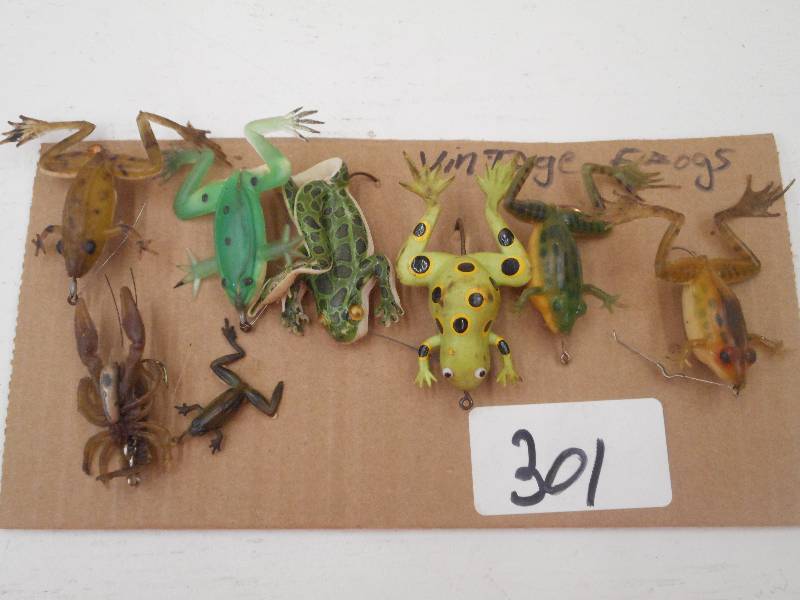 lot 301 image: (8) Vintage Frog Lures ...