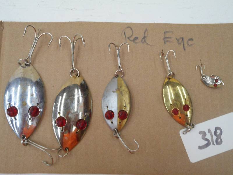 lot 318 image: (5) Red Eye Spoon Lures ...