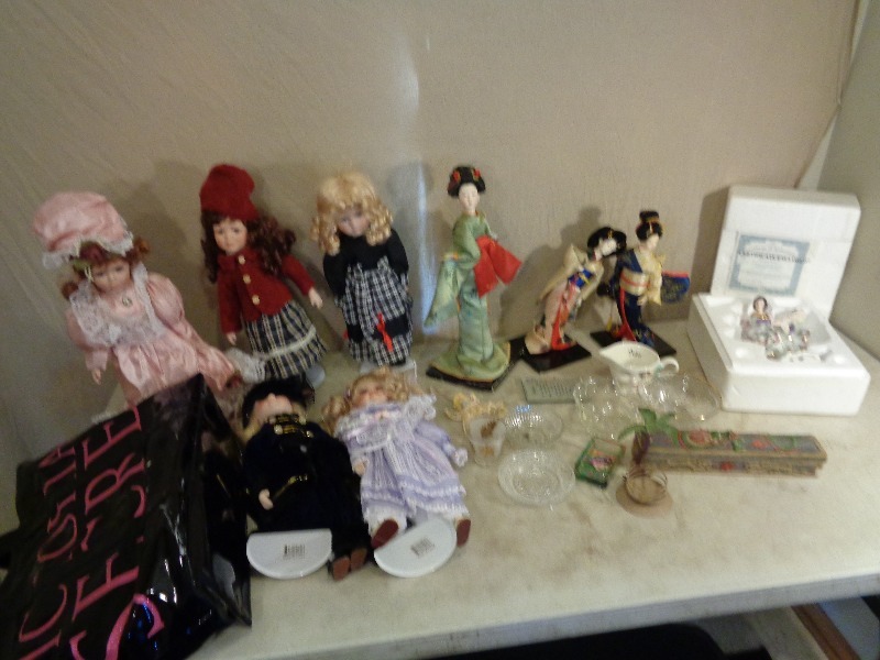 lot 23 image: Brandford Exchange Silken Whispers Porcelain Doll and More