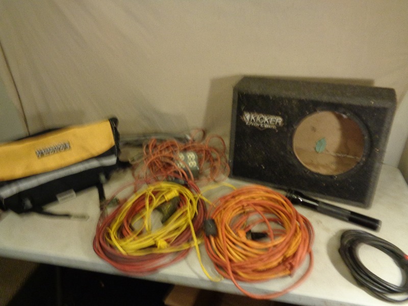 lot 72 image: Extension Cords, Speaker Box, and More