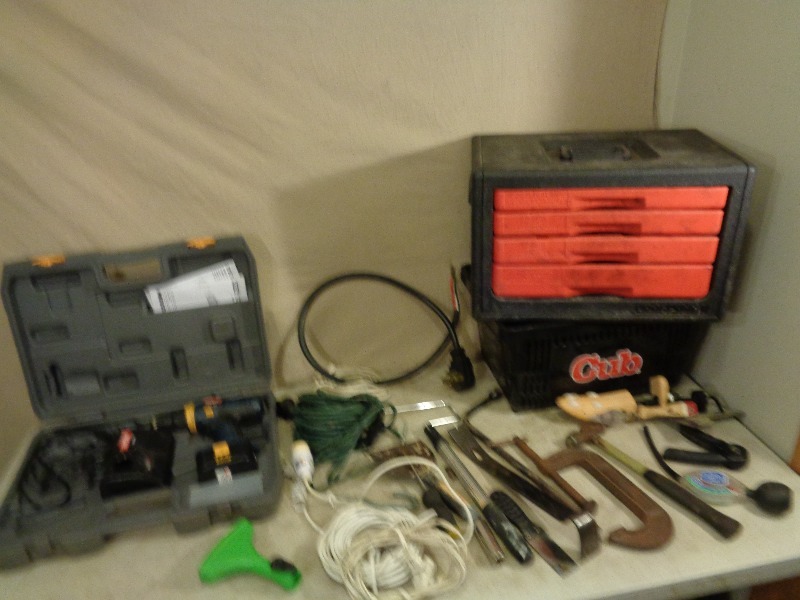 lot 90 image: Toolbox, Tools, Drill, and More