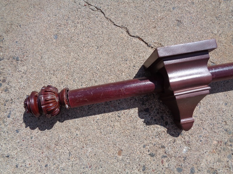 lot 127 image: Large Wood Curtain Rod with Mounts