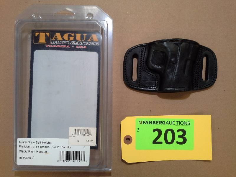 lot 203 image: Fits most 1911s Brands 345 Barrels - Tagua Gunleather Holster