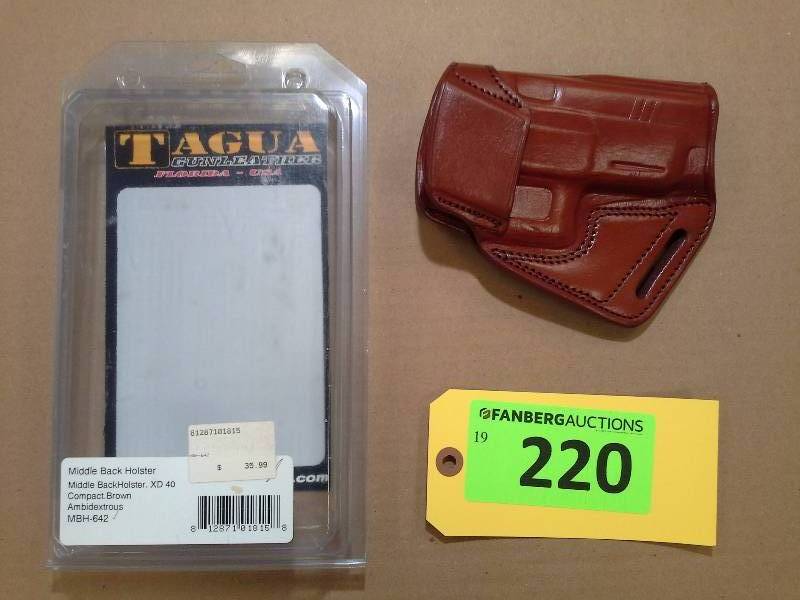 lot 220 image: Middle Back Holster, XD 40 - Tagua Gunleather Holster (AMBIDEXTROUS)