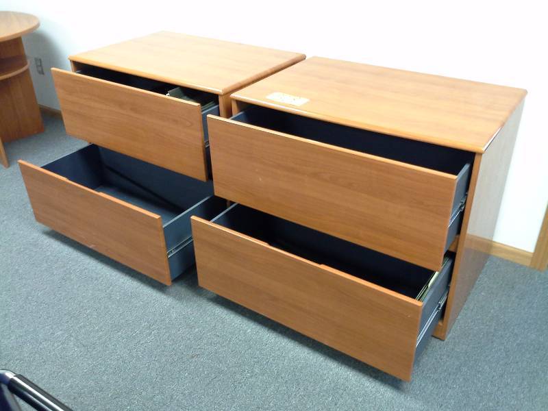 lot 501 image: Pair of Wooden Lateral File Cabinets