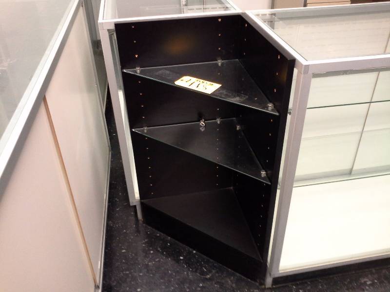 lot 415 image: Corner Retail Display Shelf (WoodGlass)