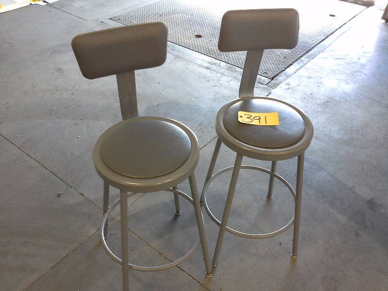 lot 391 image: Pair of Metal Stools, with back support