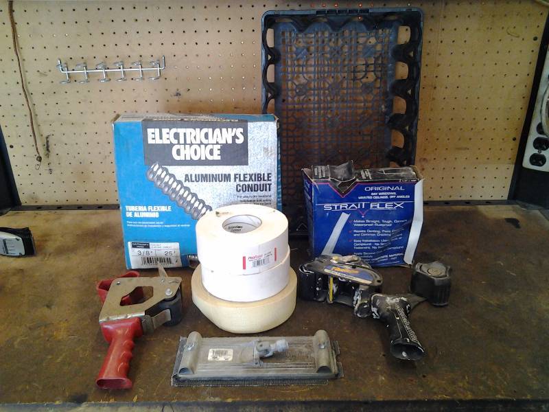 lot 29 image: Drywall Tape Gun, Tape, Sander, Aluminum Conduit