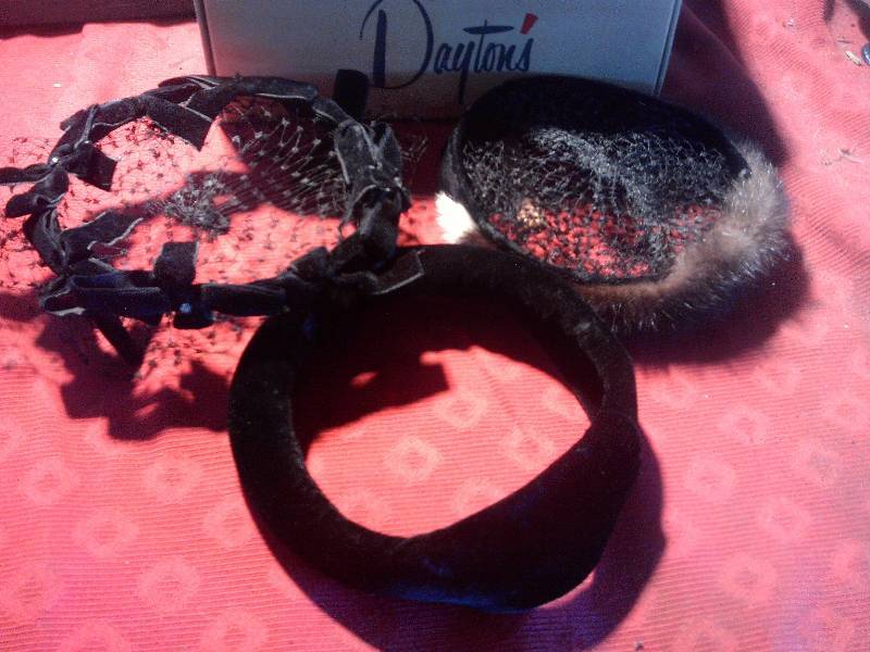 3 BLACK VINTAGE WOMENS HEAD PIECES