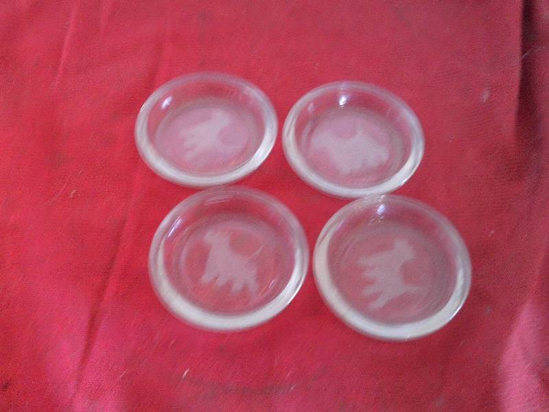 4 GLASS PUPPY COASTERS