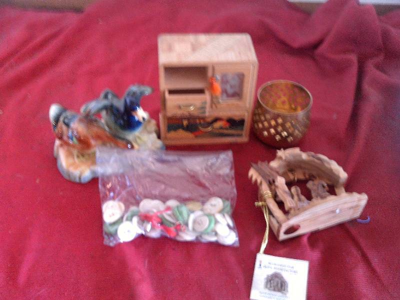 CANDLE HOLDER 1 TRINKET BOX AND VINTAGE MISC