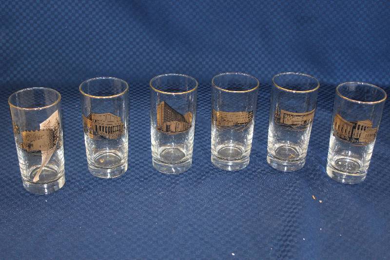 lot 350 image: Lot of (6) 1960s Libbey Safedge Glassware Farmers & Mechanics Bank Minneapolis Collectible Glassware