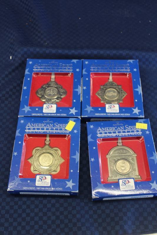 lot 373 image: Lot of (4) Hallmark America Spirit Collection 50 State Quarters Including Georgia, New Jersey, Connecticut, Delaware