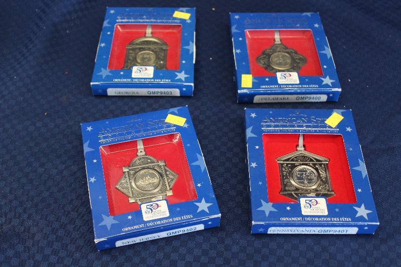 lot 374 image: Lot of (4) Hallmark America Spirit Collection 50 State Quarters Including Georgia, New Jersey, Pennsylvania, Delaware
