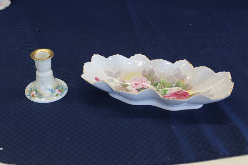 lot 381 image: Lot of (2) Ceramic Including 1) Candle Holder by F. Sowers AND 1) Hand-painted Dish