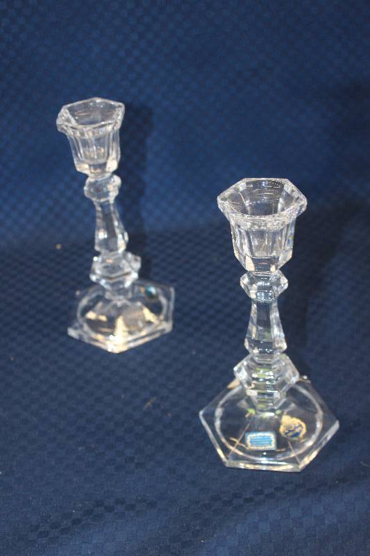 lot 434 image: Lot of (2) Bleikristall Cut Crystal Candle Holders