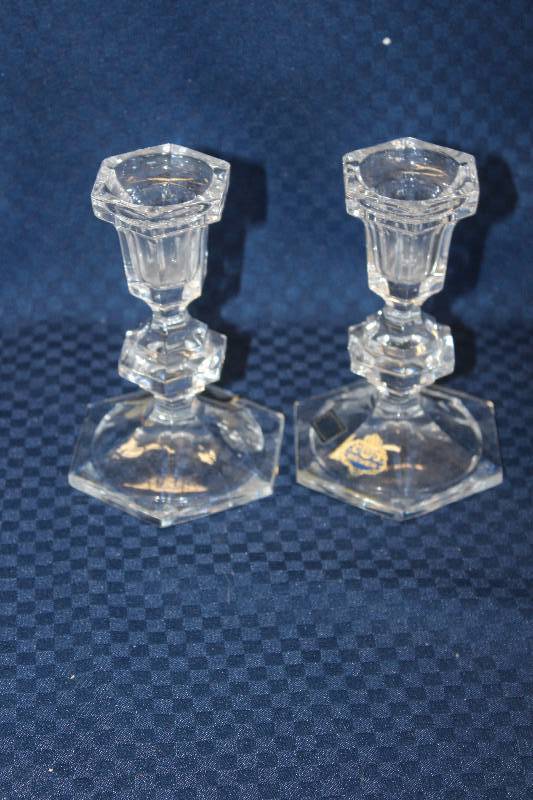 lot 435 image: Lot of (2) Bleikristall Cut Crystal Candle Holders