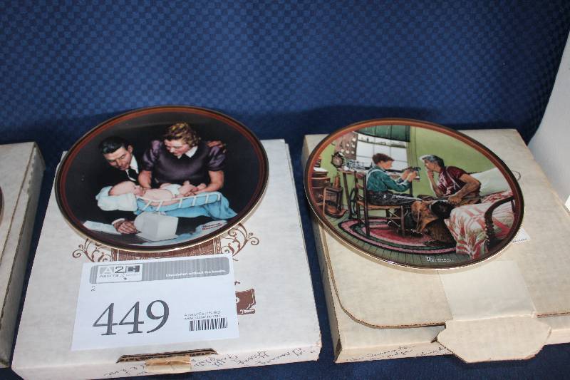 lot 449 image: Lot of (2) Norman Rockwell Ceramic Collectible Plates Including 1) #4829B Growing Strong AND 1) #9585A The Inventor And The Judge