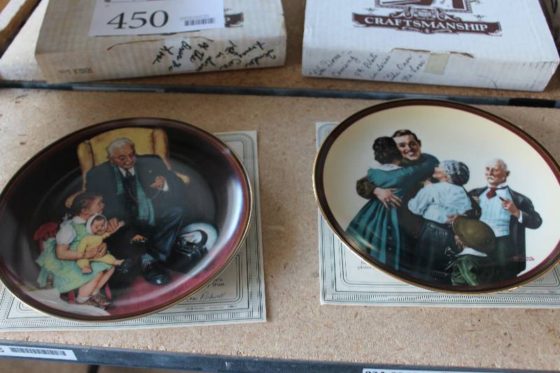 lot 450 image: Lot of (2) Norman Rockwell Ceramic Collectible Plates Including 1) #5995I Tender Loving Care AND 1) #7944A The Homecoming