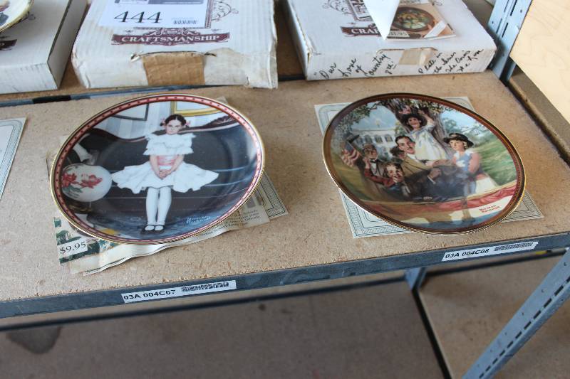 lot 444 image: Lot of (2) Norman Rockwell Ceramic Collectible Plates Including 1) Sitting Pretty AND 1) #13987B Our Love Of Country