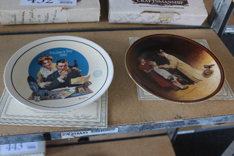 lot 452 image: Lot of (2) Norman Rockwell Ceramic Collectible Plates Including 1) #16730A Gentle Reassurance AND 1) #4684D Ready For The World
