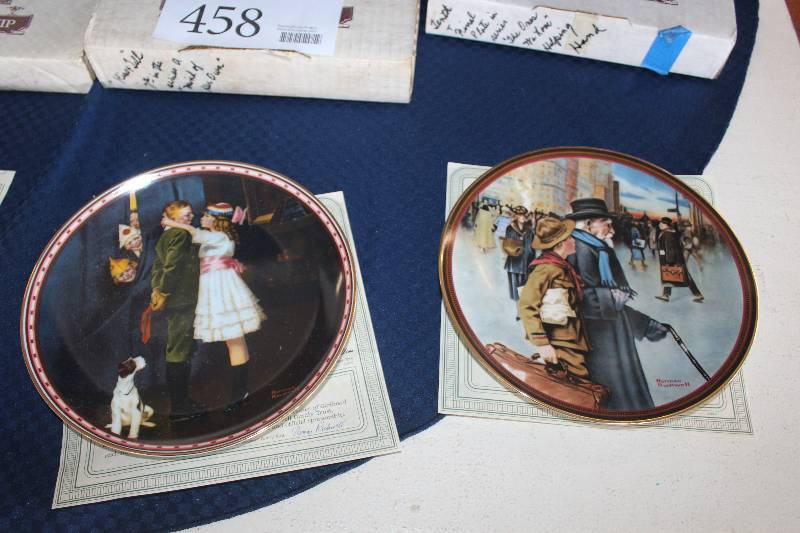 lot 458 image: Lot of (2) Norman Rockwell Ceramic Collectible Plates Including 1) #5633A A Helping Hand AND 1) #6682D Kiss And Tell