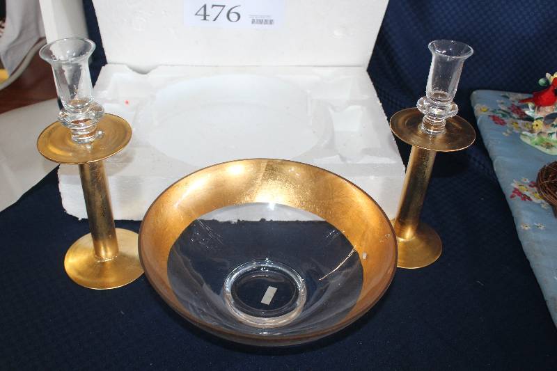 lot 476 image: Elements Bowl w Candle Holders