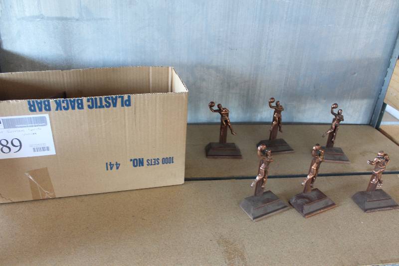 lot 489 image: Box Lot of Bronze Sports Trophies