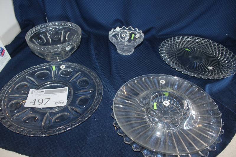 lot 497 image: Lot of (6) Crystal Serving Dishes