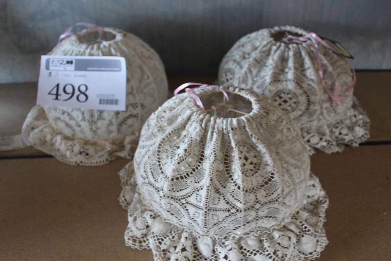lot 498 image: Lot of (3) Lace Lamp Shades