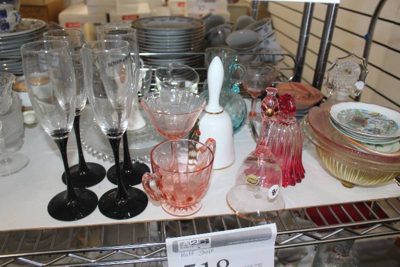 lot 518 image: Half Shelf Lot Of Ceramic, Glass Decorations, Tableware