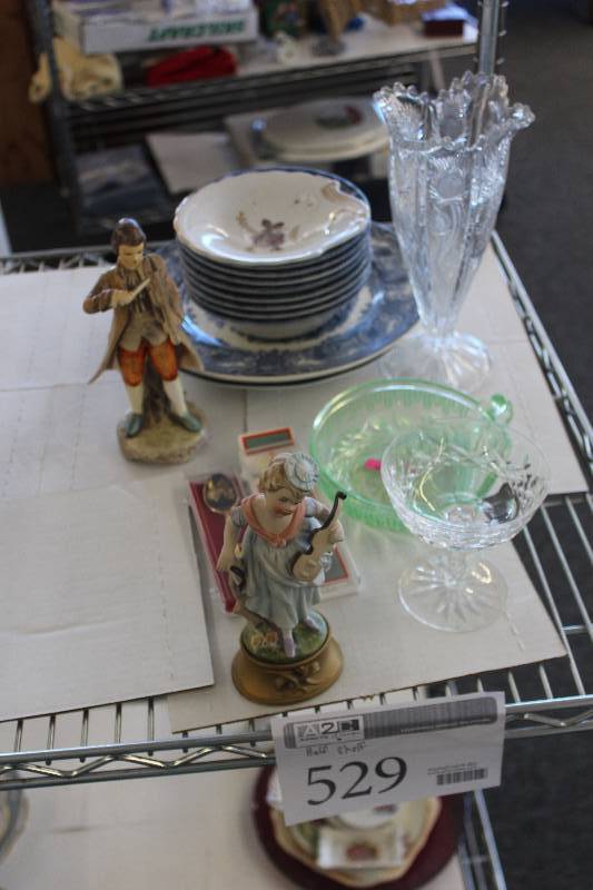 lot 529 image: Half Shelf Lot Of Ceramic, Glass Decorations, Tableware